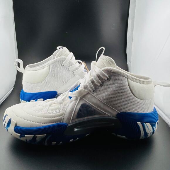 Adidas Women’s Exhibit Select Mid Basketball Shoes — White/Blue Marble — Size 8 - Picture 7 of 8